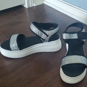 Dolls Kill- glitter platform sandals, size 6.5